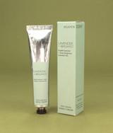 Heaven Scent 60ml Lavender & Bergamot vegan hand cream in an aluminium tube with matching pale green packaging, made in the UK