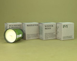 Heaven Scent Green Botanical Christmas 20cl scented candles, poured in green glass with an illustrated box, made in the UK from sustainable plant wax