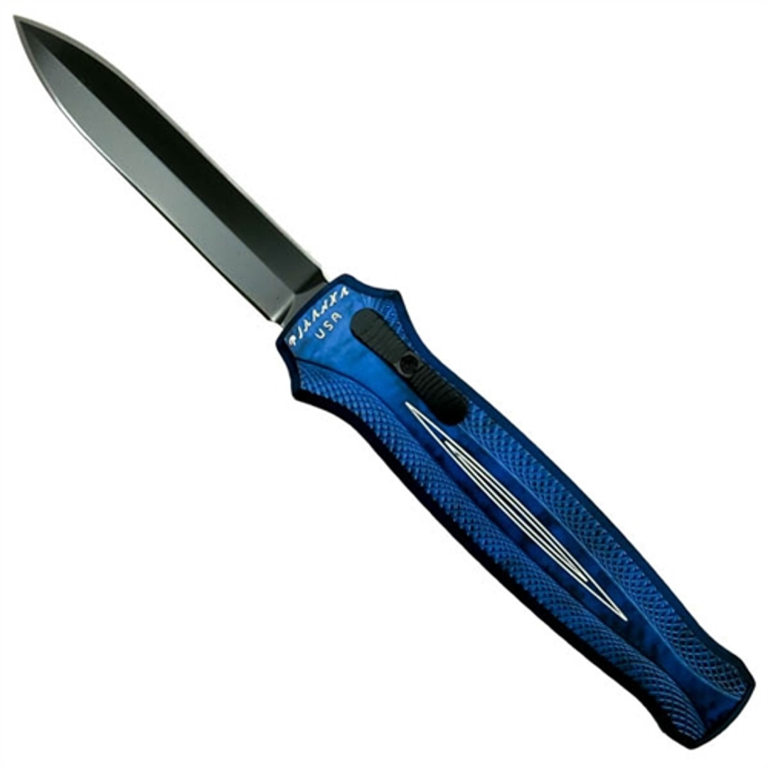 Piranha P-20BT Blue Rated-XDE OTF Auto Knife, 154CM Black Blade