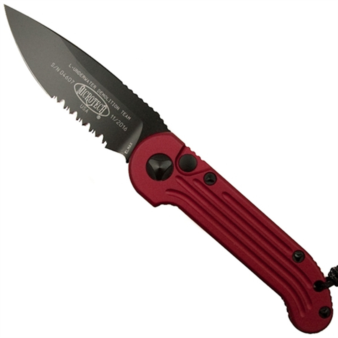 Microtech 135-2RD Red LUDT Auto Knife, Black Combo Blade