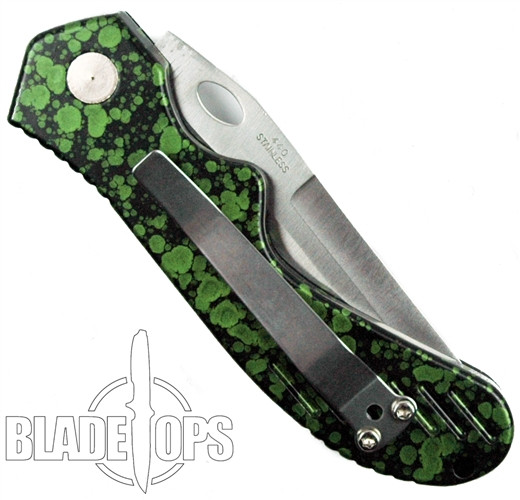 The Mercenary Auto Knife, Green, Part Serrated