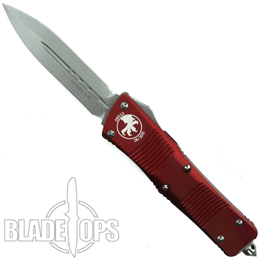 Microtech Red Troodon Double Edge OTF Knife , BeadBlast Dual Standard Edges, 138-7RD