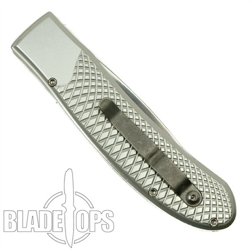 Piranha Silver Toxin Auto Knife, 154CM Mirror Combo Blade