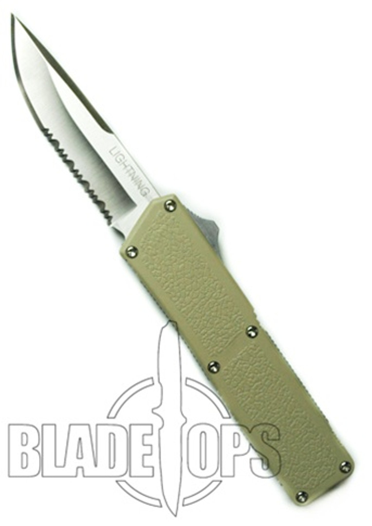 Lightning Double Action OTF, Taiwanese Version, Tan, Part Serrated