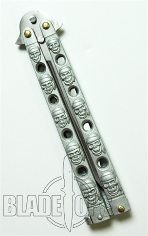 Pirate's Booty Butterfly Knife, Silver Finish