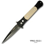 Pro-Tech The Don, Black Plain Blade with Black Bolsters and Tan Handle, PT1732