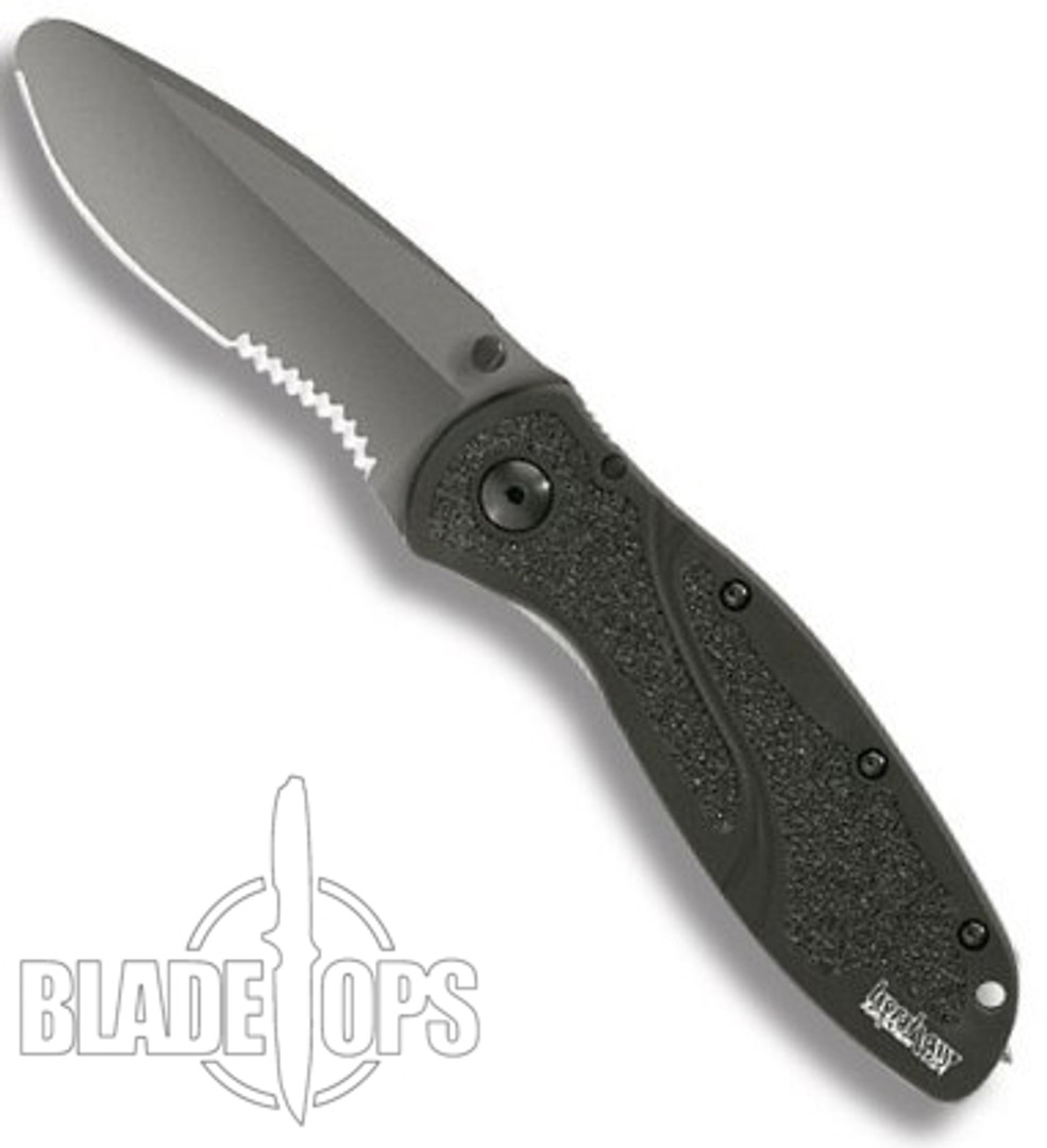 Kershaw Rescue Blur Spring Assisted Knife, Black, Part Serrated, KS1675BST