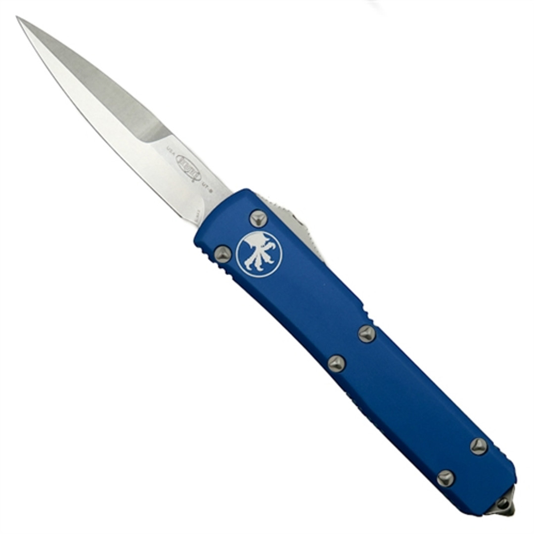 Microtech 120-10CCBL Blue Contoured Ultratech Bayonet OTF Auto Knife, Stonewash Blade