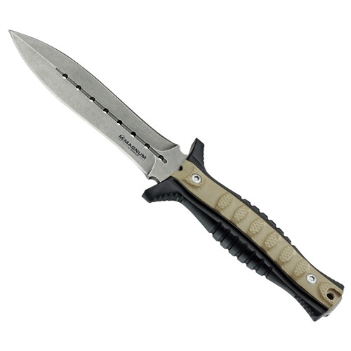 Boker Magnum Lima Romeo Fixed Blade Knife, Stonewash Dagger Blade