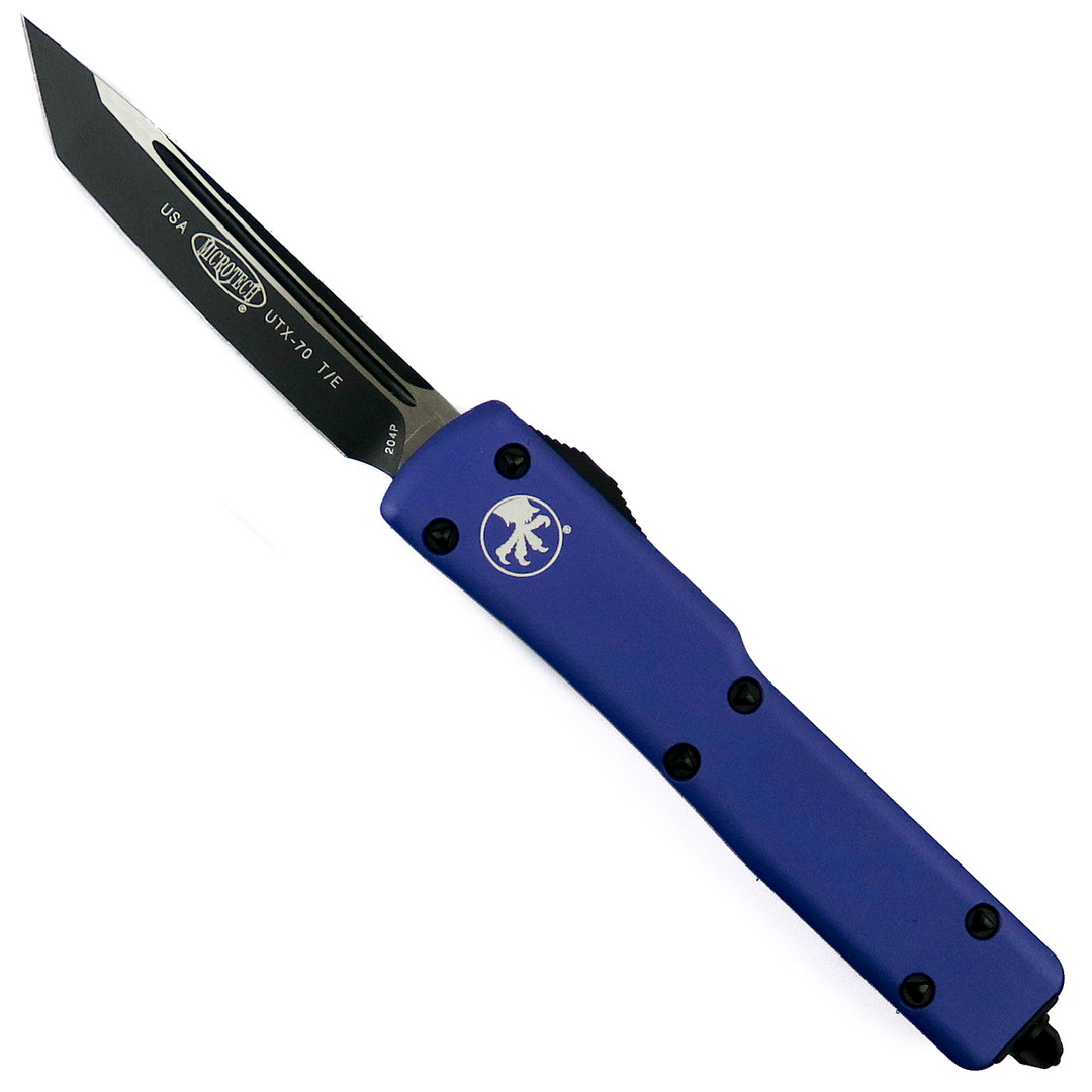 Microtech Purple UTX70 OTF Knife, Black Tanto Blade