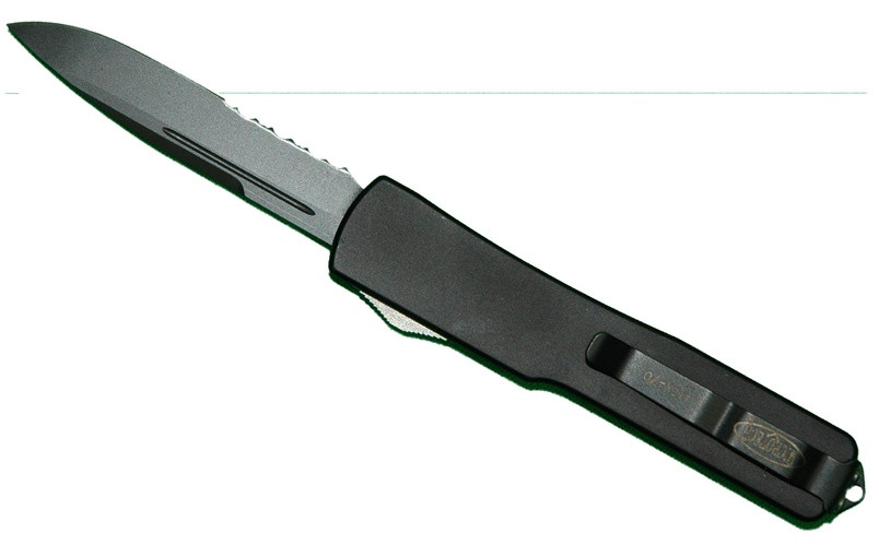 Microtech UTX85 D/A Out the Front Knife, Single Edge, DLC Blade, Part Serrated, MT125-2