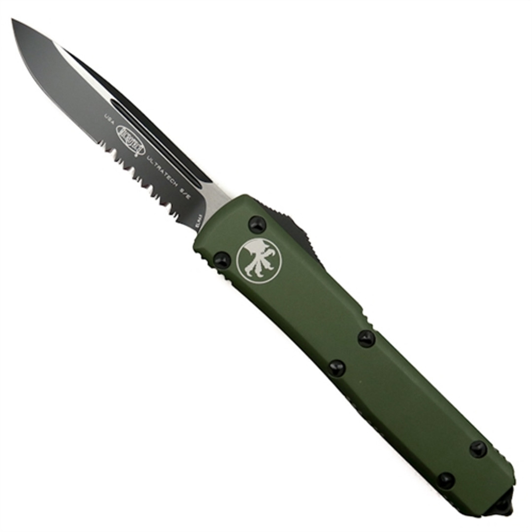 Microtech 121-2CCOD OD Green Contoured Ultratech S/E OTF Auto Knife, Black Combo Blade