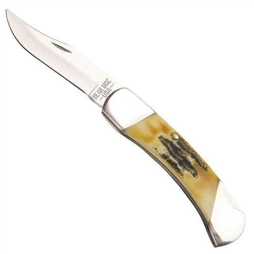 Bear & Son 505 Genuine India Stag Bone Lockback Knife