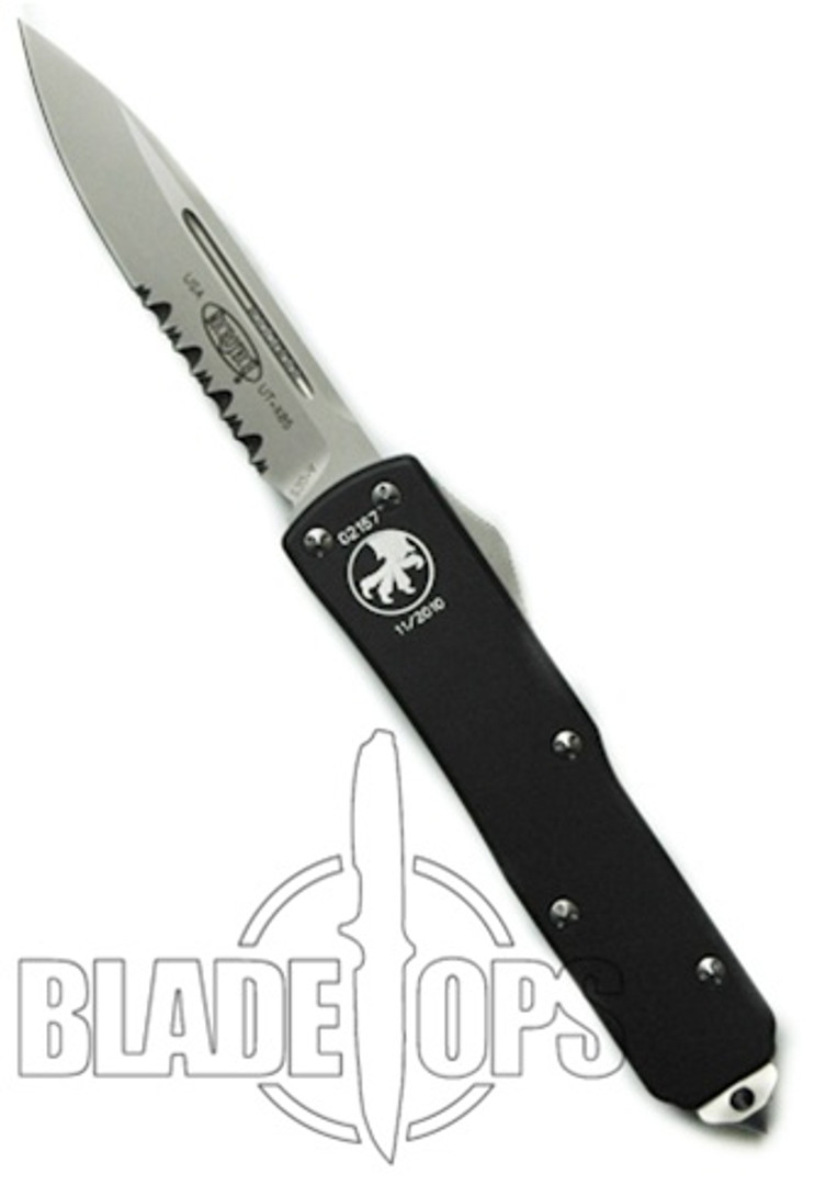 Microtech UTX85 D/A Out the Front Knife, Single Edge, Bead Blast Part Serrated, MT125-8