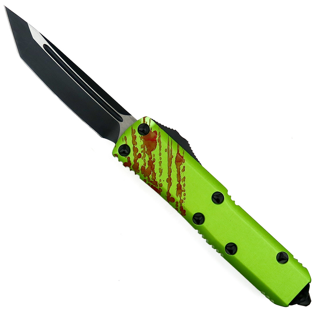 Microtech Zombie Tech UTX-85 OTF Auto Knife, Tanto Black Blade