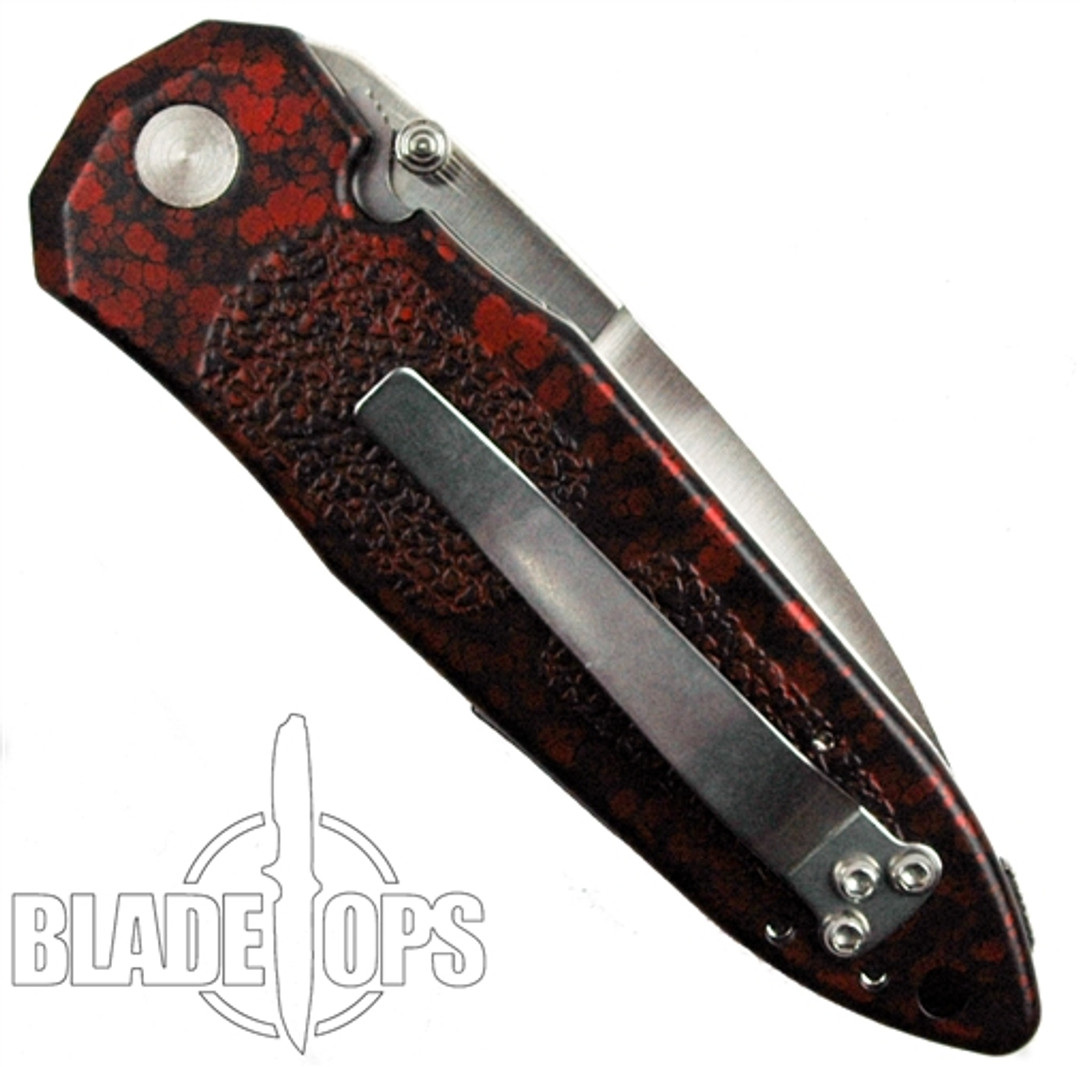 Hunter II, Dual Action Automatic Knife, Red Handle, Hidden Release