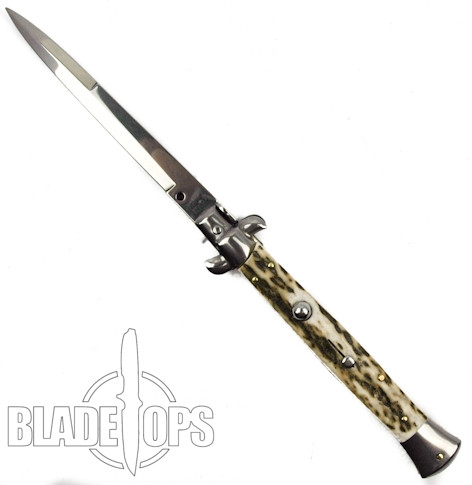 Frank Beltrame 11" Stag Horn Stiletto Knife, Bayonet Blade