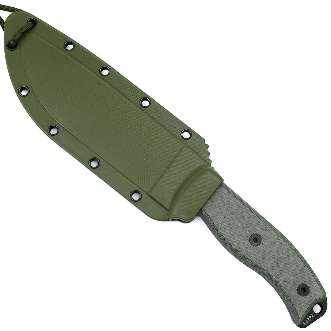 ESEE Knives 6 Fixed Blade Knife, Black Plain Blade, Linen Micarta Handle, Olive Drab Sheath, 6P-OD, sheath