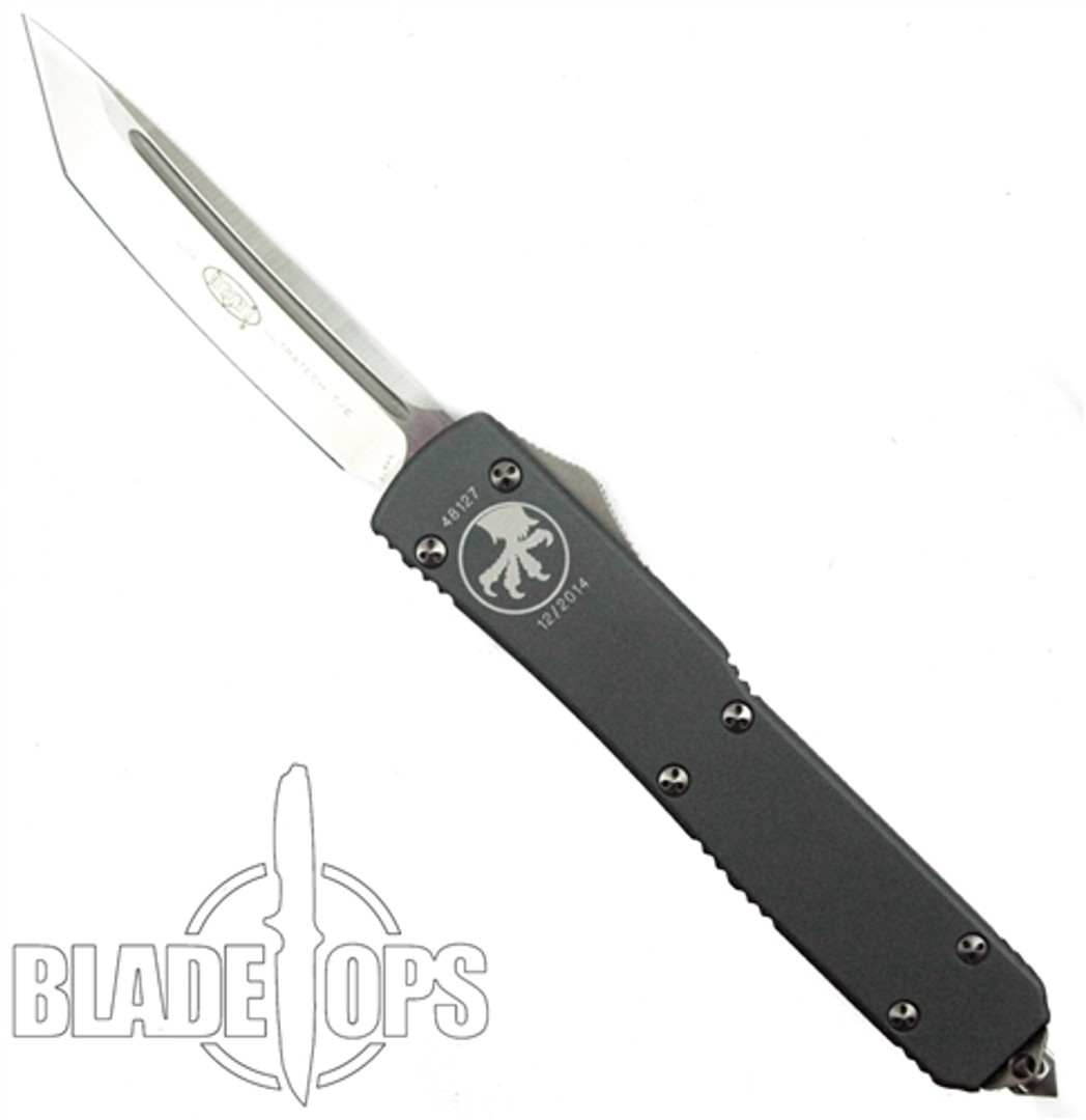 Microtech Grey Ultratech OTF Knife, Satin Tanto Blade