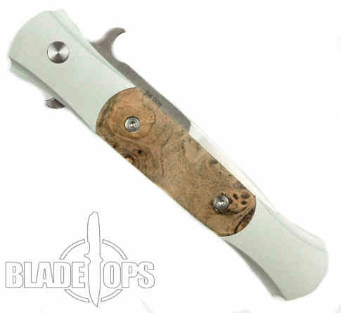 Pro-Tech The Don Automatic Knife, Satin Silver Handle Maple Inlays, Satin Blade