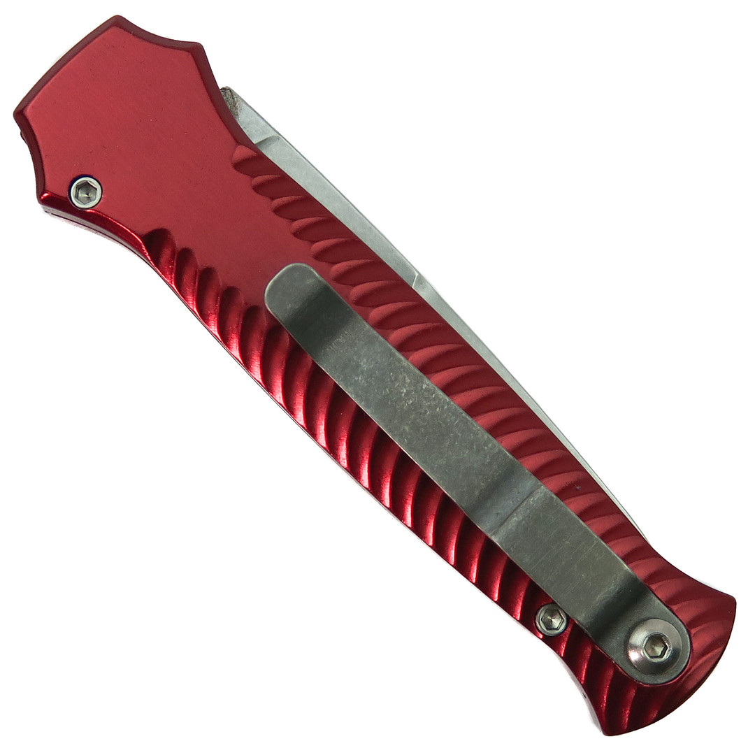 Piranha Red Mini-Guard Auto Knife, CPM-S30V Stonewash Blade