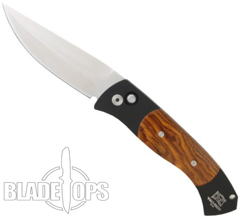 Pro-Tech Medium Brend 3 Auto Plain Edge Black Handle with Cocobolo Inlays