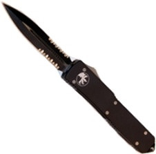 Microtech Ultratech Black, Part-Serrated, Double Edge OTF, MT122-2