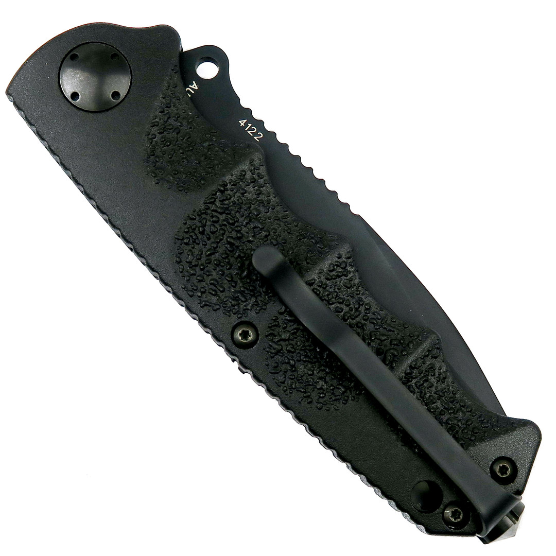Boker Plus Jim Wagner RBB Recurve Button Lock Manual Folder, Black, Clip View