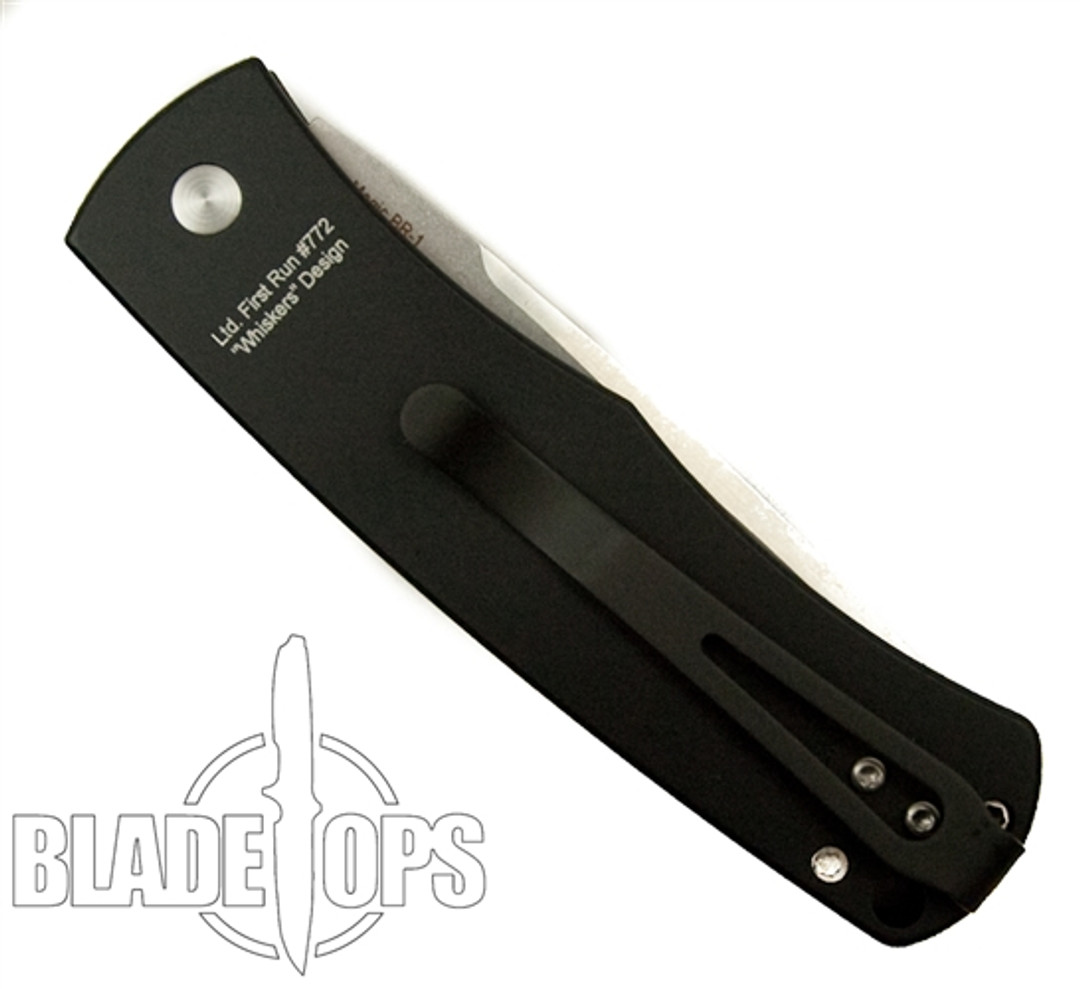 ProTech "Whiskers" Bolster Release Carbon Fiber Auto Knife, Stonewash Plain Blade