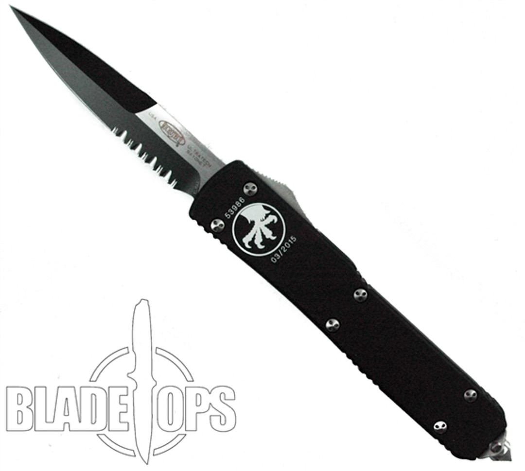 Microtech Ultratech OTF Double Action Knife, Bayonet Grind, Part Serrated Blade, 120-2