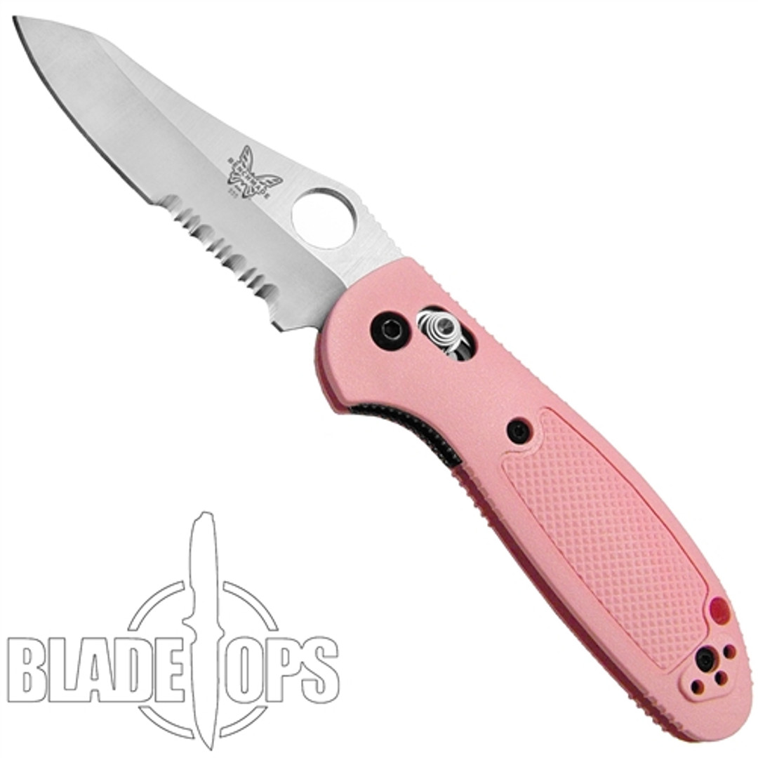 Benchmade 555SHG-PNK Pink Mini Griptilian Sheepsfoot Folder Knife, 154CM Satin Blade