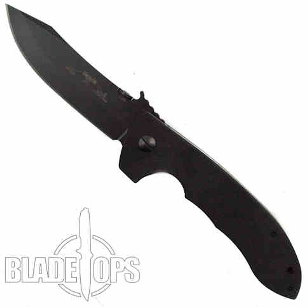 Emerson Knives CQC-8 BT Bowie Folder Knife, Plain Black Blade