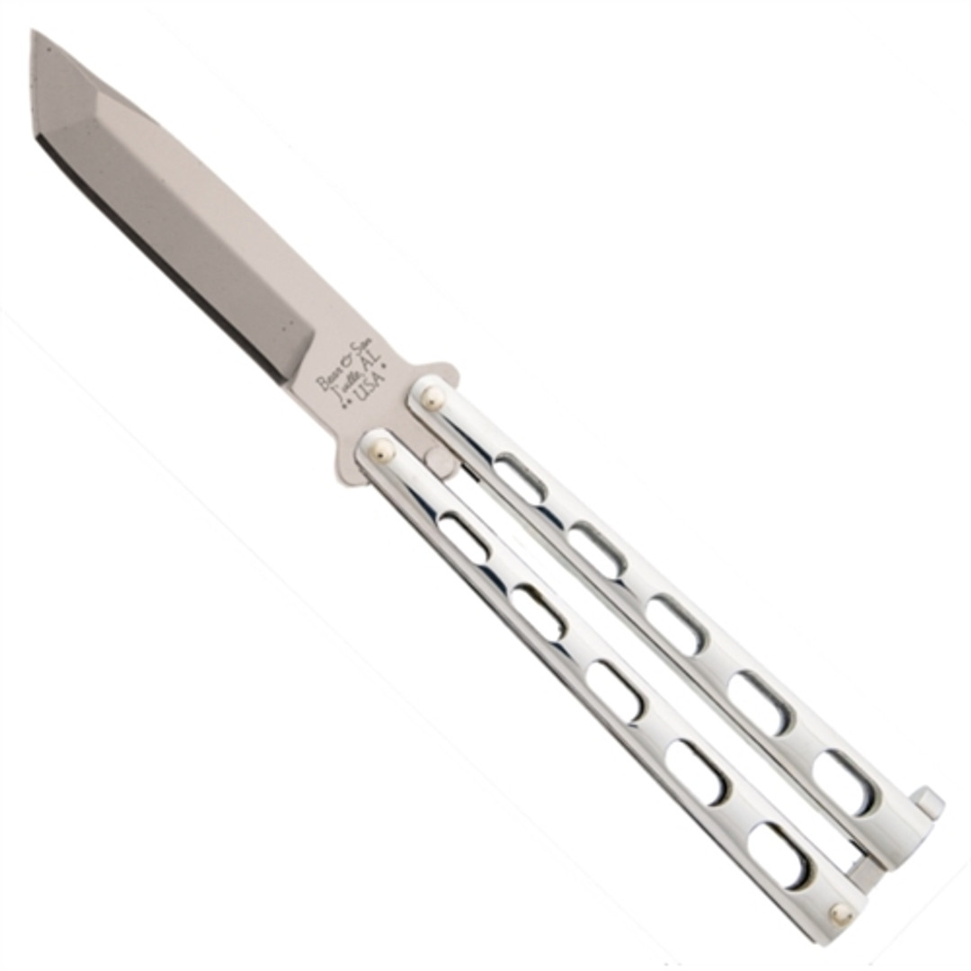 Bear & Son SS14A Stainless Tanto Balisong Butterfly Knife, Bead Blast Blade