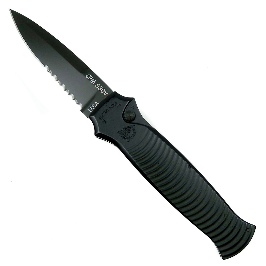 Piranha Bodyguard Auto Knife, CPM-S30V Black Combo Blade