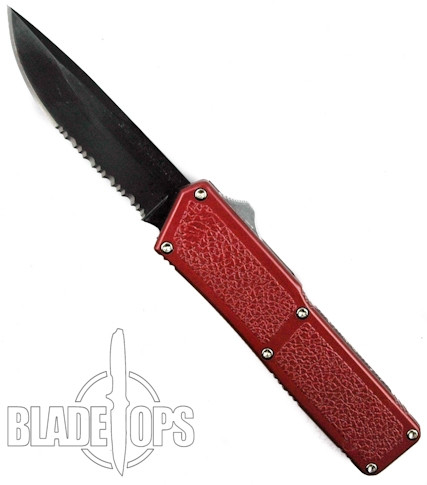 Red Lightning Double Action OTF, Black Combo Blade