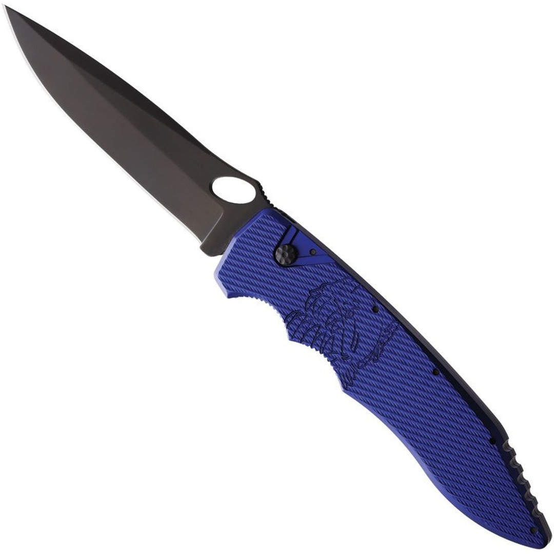 Piranha Blue Predator Auto Knife, CPM-S30V Black Blade