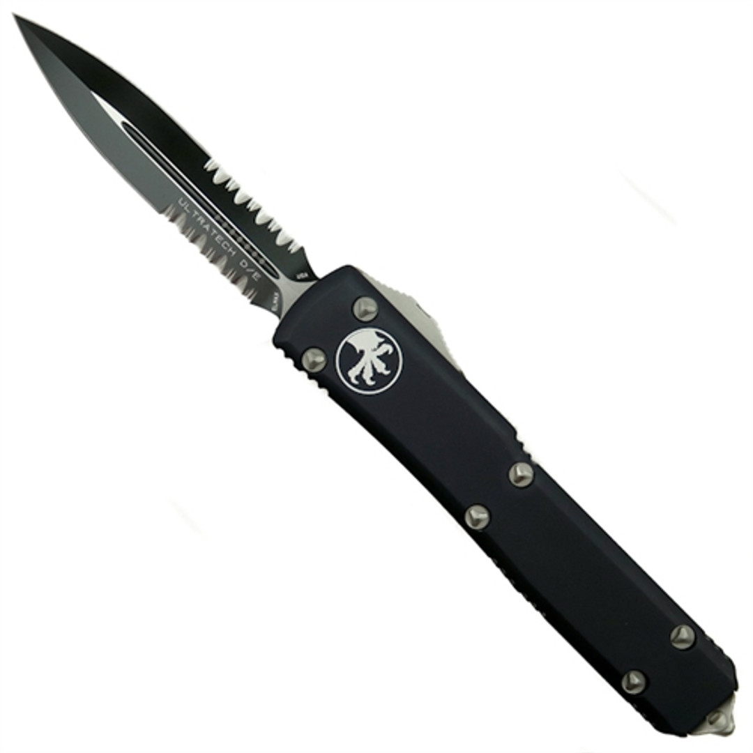 Microtech 122-2 Contoured Ultratech D/E OTF Auto Knife, Black Combo Blade