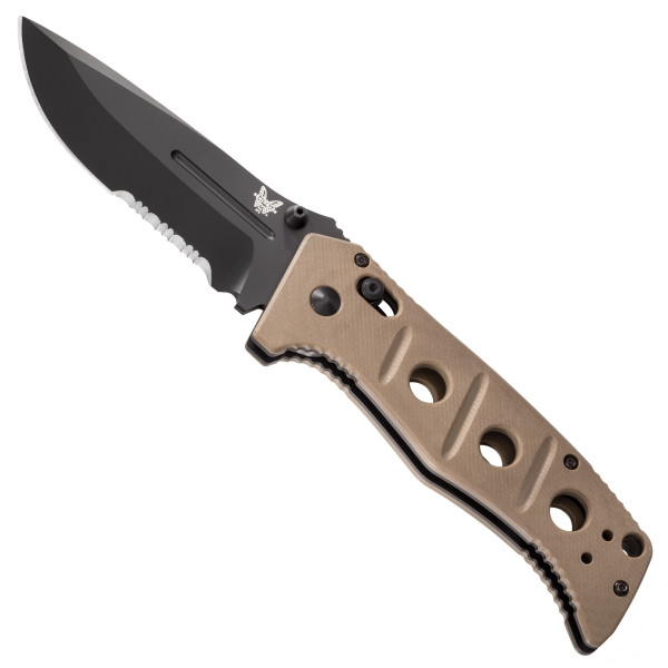 Benchmade 275SBKSN Sand Adamas Folder Knife, D2 Black Combo Blade