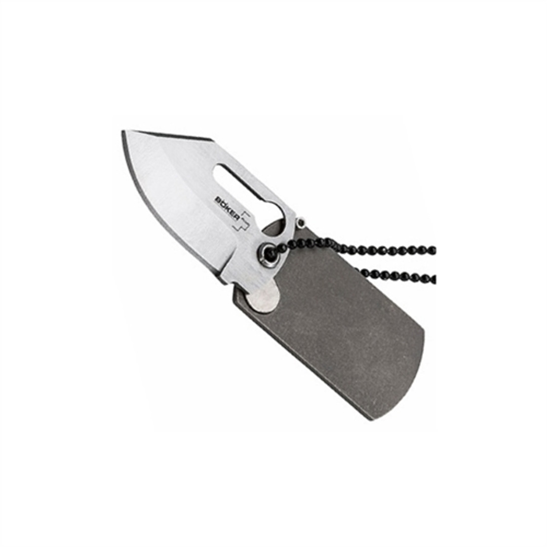 Boker Plus KTK Dog Tag Folder Knife, Satin Blade