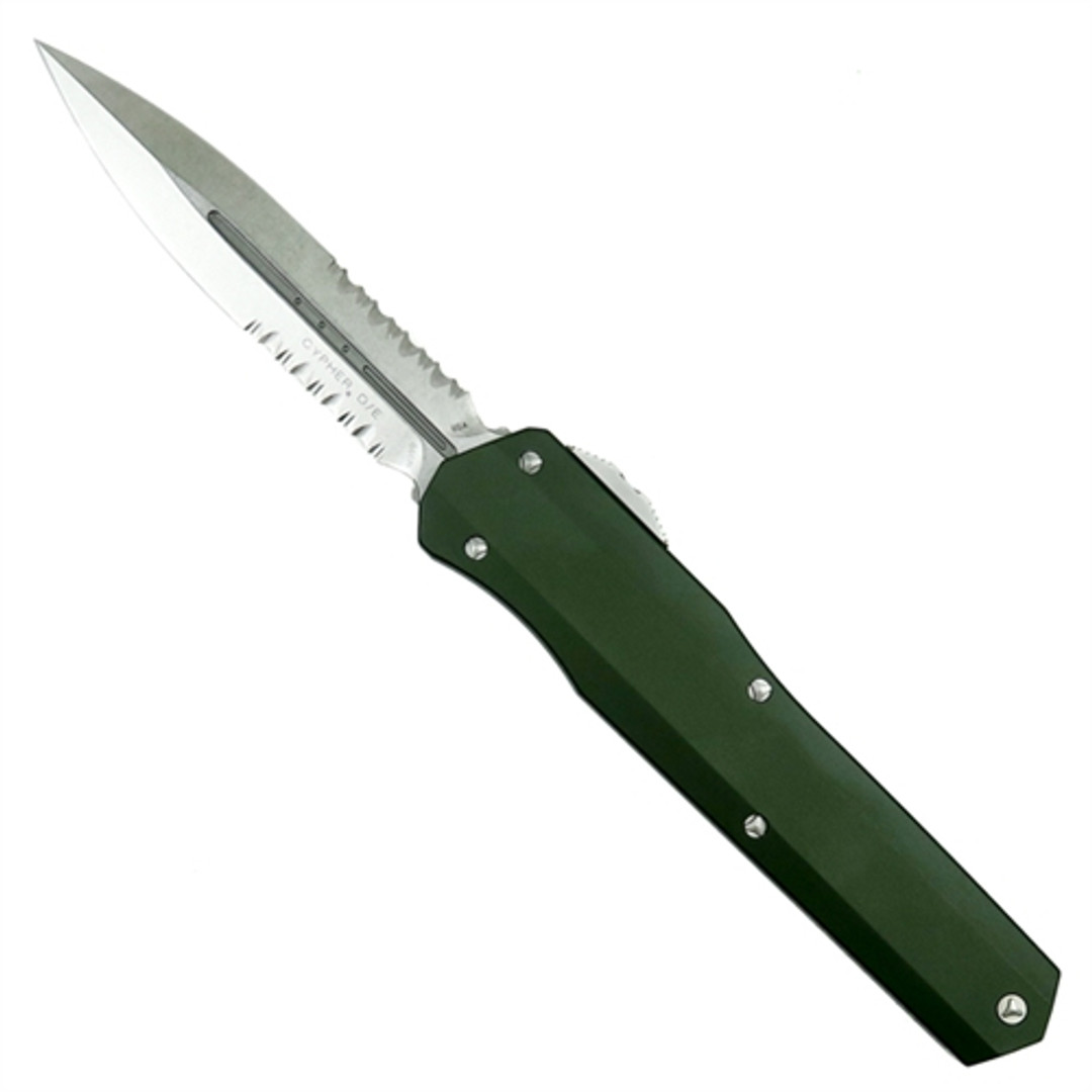 Microtech 242S-11OD OD Green Smooth Cypher D/E OTF Auto Knife, Stonewash Combo Blade