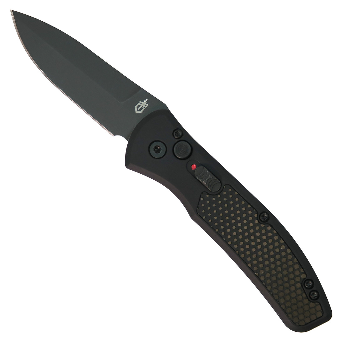 Gerber 30-001321 Black with Armor Grip Insert Empower Auto Knife, CPM-S30V Black Blade