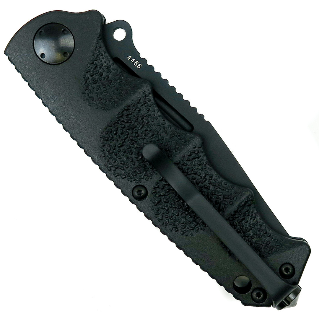 Boker Plus Jim Wagner RBB Tanto Button Lock Manual Folder, Black, Part Serrated  Clip View