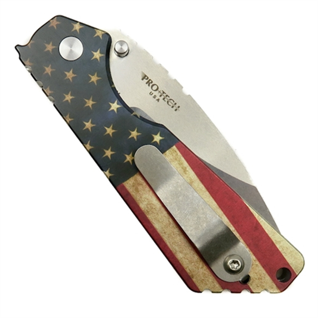 Pro-Tech Limited 24USA-3 Vintage Flag Strider SnG Auto Knife, 154CM Stonewash Blade