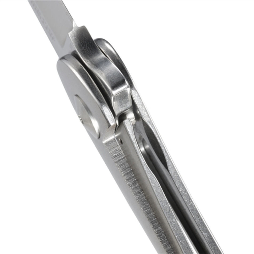 CRKT Jettison Flipper Knife, Satin Modified Sheepsfoot Blade, Detail View