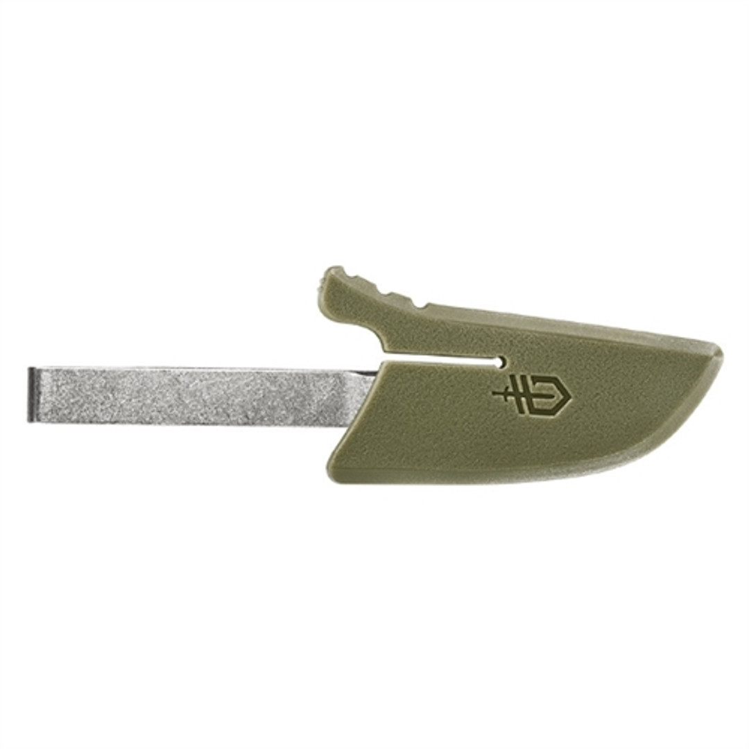 Gerber 31-003425 Flat Sage Vertebrae Fixed Blade Knife, Stonewash Blade, Sheath View