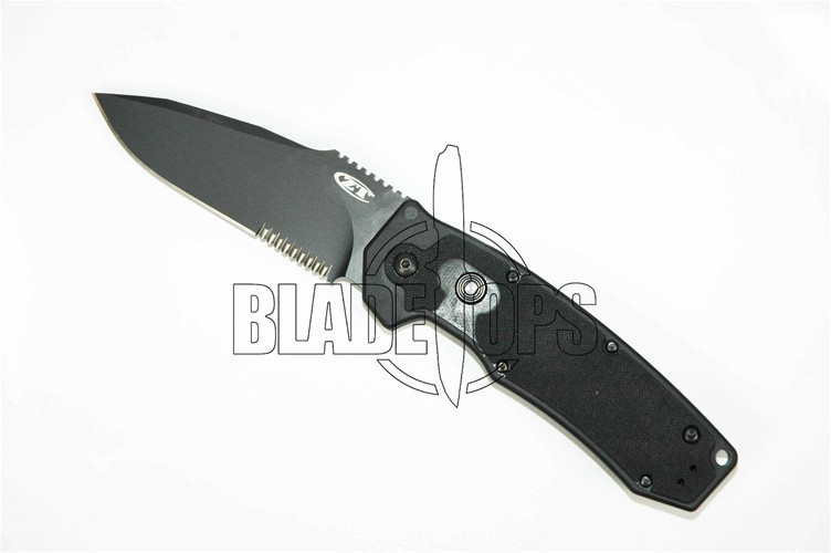 Zero Tolerance 650ST Automatic Folder Knife (Black SER Drop Point Blade)