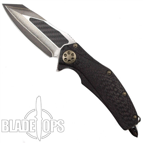Microtech Marfione Custom Matrix Carbon Fiber Knife, San Mai Damascus