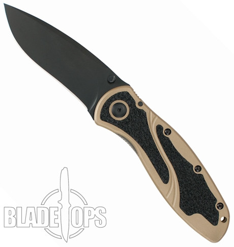 Kershaw Desert Sand Blur Spring Assisted Knife, Black Plain Edge Blade, 1670DSBLK