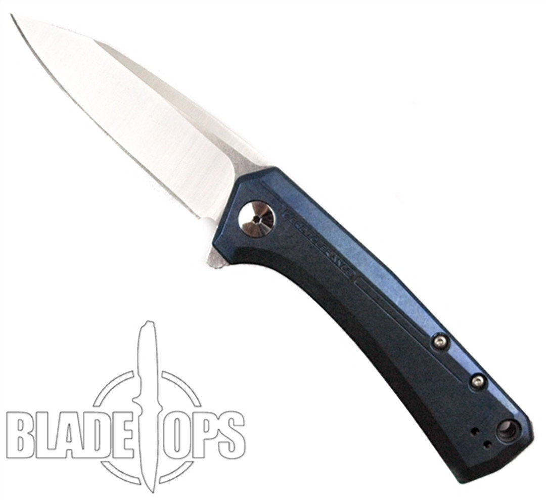 Zero Tolerance LTC Custom Blue Anodized Rexford 0808 Flipper Knife, Stonewash Blade