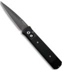 Godfather, Satin Plain Blade, Black Handle, G-10 Inlay